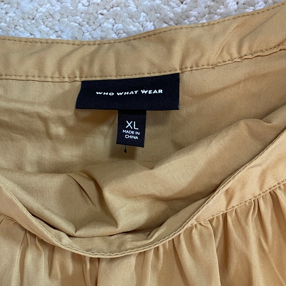 Who What Wear Tan Off-Shoulder Midi Dress - Picture 7 of 12